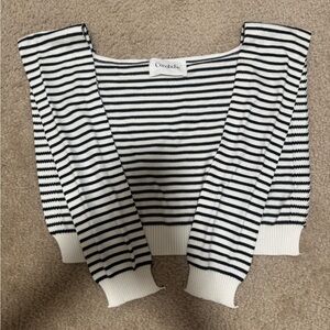 Black and White Striped sweater knitted shawl